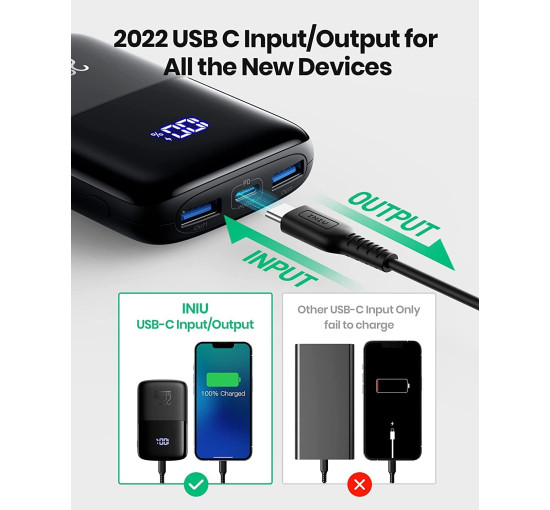Портативное зарядное устройство INIU BI-B61, Power Bank 22,5 Вт и емкостью 10000 мА·ч, черный (my-21219)