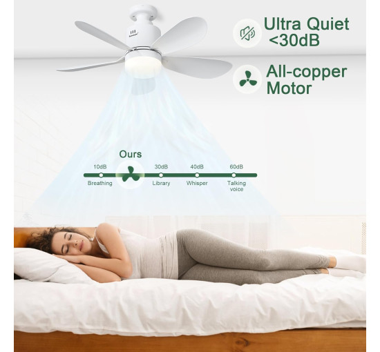 Потолочный вентилятор Sanweyter DS001 с подсветкой и пультом ДУ, белый (my-21208)