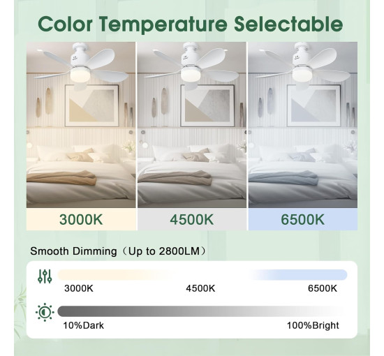 Потолочный вентилятор Sanweyter DS001 с подсветкой и пультом ДУ, белый (my-21208)