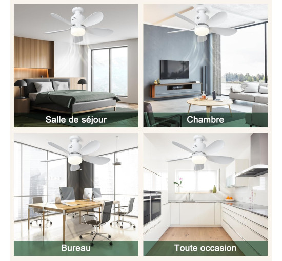 Потолочный вентилятор Sanweyter DS001 с подсветкой и пультом ДУ, белый (my-21208)