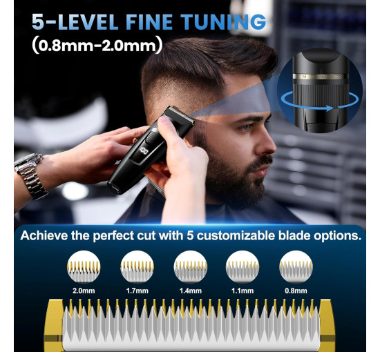 Професійний триммер Meoligr FK-503 для волосся з РК-дисплеєм, чорний (my-21060)