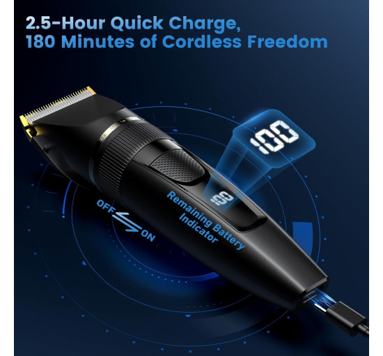 Професійний триммер Meoligr FK-503 для волосся з РК-дисплеєм, чорний (my-21060)