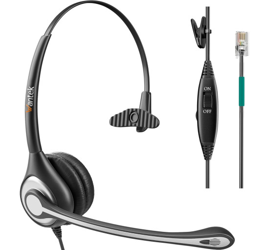 Проводная телефонная гарнитура Wantek A600F моно с микрофоном, шумоподавлением (my-21023)