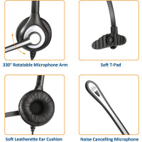 Дротова телефонна гарнітура Wantek A600F моно з мікрофоном, шумозаглушенням (my-21023) Дротова телефонна гарнітура Wantek A600F моно з мікрофоном, шумозаглушенням (my-21023)