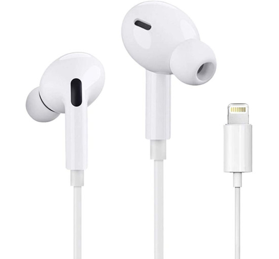 Дротові навушники Fujimoto Dengyo 3D-LT-W1 з роз'ємом Lightning, білий (my-21148)