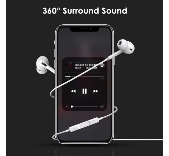 Дротові навушники Fujimoto Dengyo 3D-LT-W1 з роз'ємом Lightning, білий (my-21148)