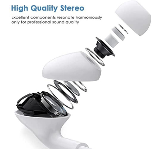 Дротові навушники Fujimoto Dengyo 3D-LT-W1 з роз'ємом Lightning, білий (my-21148)