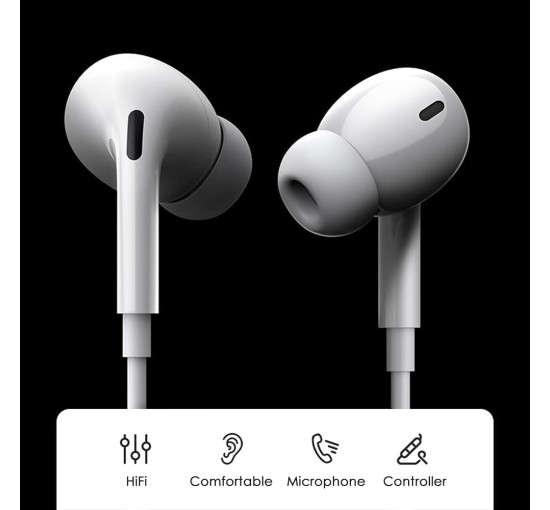 Дротові навушники Fujimoto Dengyo 3D-LT-W1 з роз'ємом Lightning, білий (my-21148)