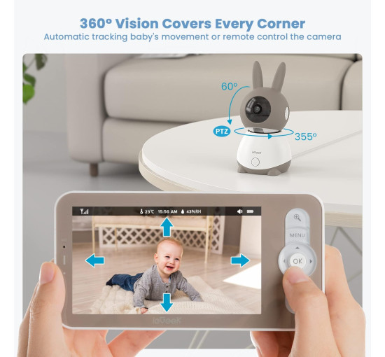 Радионяня ieGeek Baby 1T 2K с раздельным экраном (my-21048)