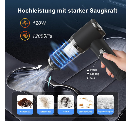 Ручной беспроводной пылесос Letiziai HCV-G181 с аккумулятором, 12000 Па, черный (my-21114)