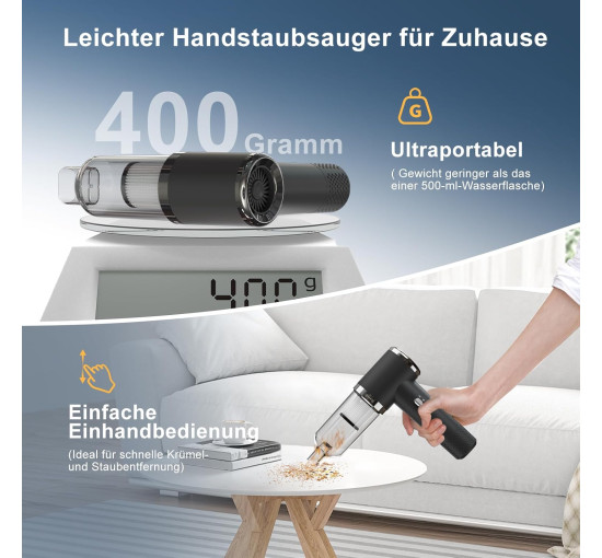 Ручной беспроводной пылесос Letiziai HCV-G181 с аккумулятором, 12000 Па, черный (my-21114)
