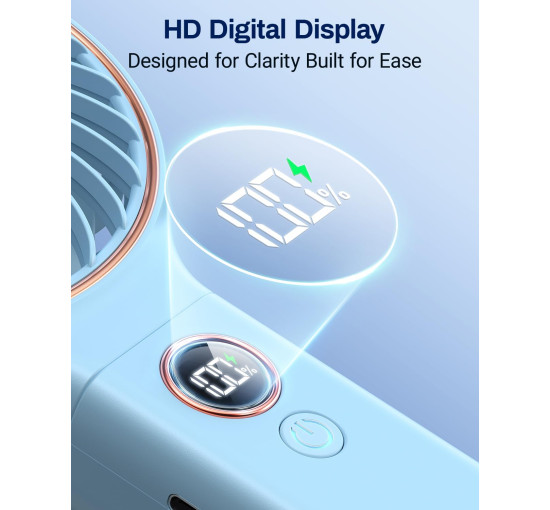 Портативний ручний вентилятор SWEETFULL S2, акумулятор 5000 мА·ч, синій (my-21214)