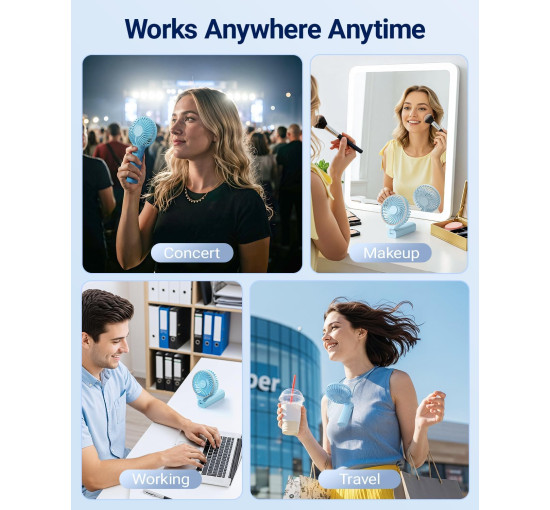 Портативний ручний вентилятор SWEETFULL S2, акумулятор 5000 мА·ч, синій (my-21214)