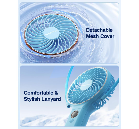 Портативний ручний вентилятор SWEETFULL S2, акумулятор 5000 мА·ч, синій (my-21214)