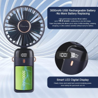 Ручной вентилятор GOAITOU N15 со светодиодным дисплеем, черный (my-21213)