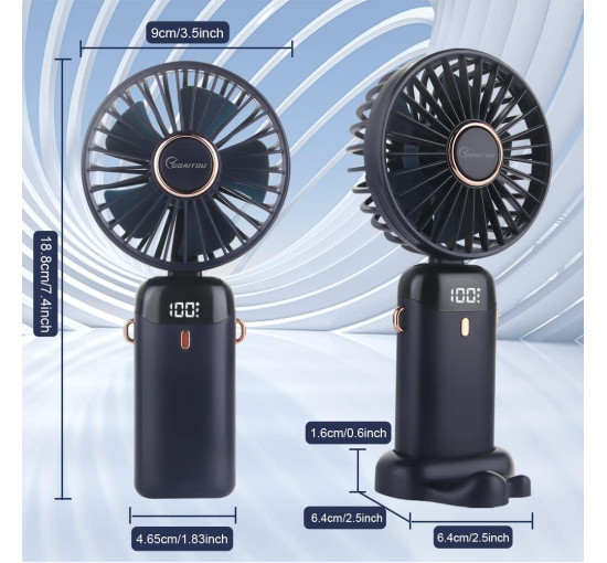 Ручной вентилятор GOAITOU N15 со светодиодным дисплеем, черный (my-21213)