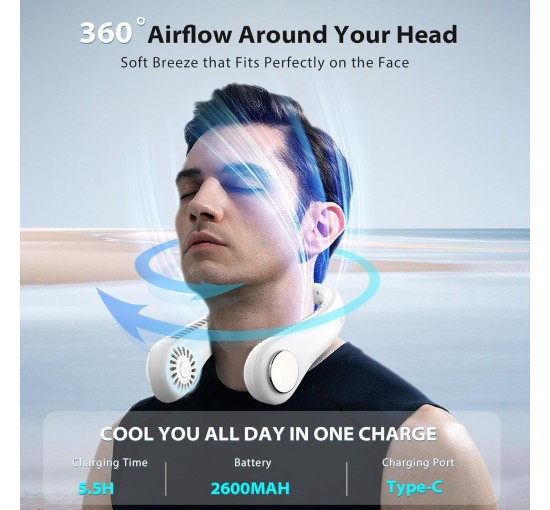 Шийний вентилятор ITHKY TY-H8, білий (my-21215)