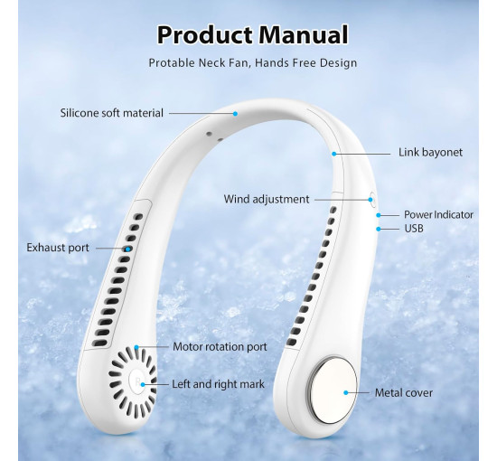 Шийний вентилятор ITHKY TY-H8, білий (my-21215)