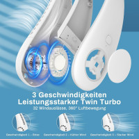 Шийний вентилятор Timiyou TYH2 з акумулятором 3000 мА·год, білий (my-21182)