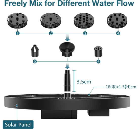 Солнечный фонтан AISITIN с 6 насадками (my-21089)