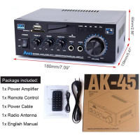 Стереопідсилювач звуку WOOPKER AFA0007-1, пікової потужністю 300 Вт з Bluetooth (my-21045) Стереопідсилювач звуку WOOPKER AFA0007-1, пікової потужністю 300 Вт з Bluetooth (my-21045)