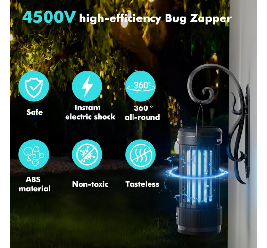 Світлодіодна пастка для мух PALONE MWS-082 лампа з регульованою висотою, 4000 мАг, чорний (my-21188)