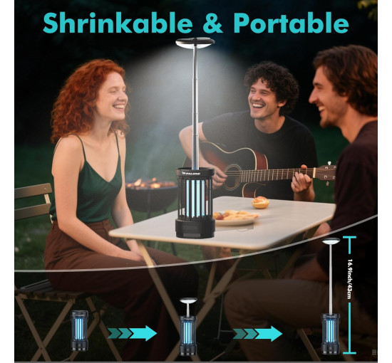 Світлодіодна пастка для мух PALONE MWS-082 лампа з регульованою висотою, 4000 мАг, чорний (my-21188)