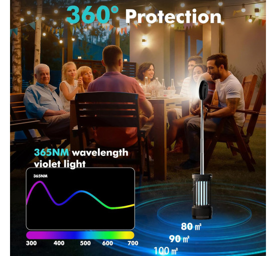 Світлодіодна пастка для мух PALONE MWS-082 лампа з регульованою висотою, 4000 мАг, чорний (my-21188)