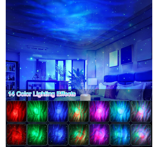 Светодиодный проектор MHAZDZE "Звезды и галактики" с пультом дистанционного управления, белый (my-21097)