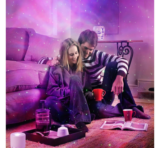 Светодиодный проектор MHAZDZE "Звезды и галактики" с пультом дистанционного управления, белый (my-21097)