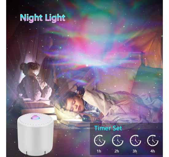 Светодиодный проектор MHAZDZE "Звезды и галактики" с пультом дистанционного управления, белый (my-21097)