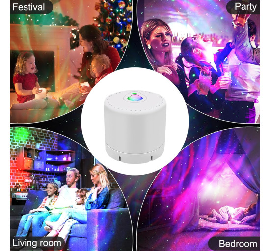 Светодиодный проектор MHAZDZE "Звезды и галактики" с пультом дистанционного управления, белый (my-21097)