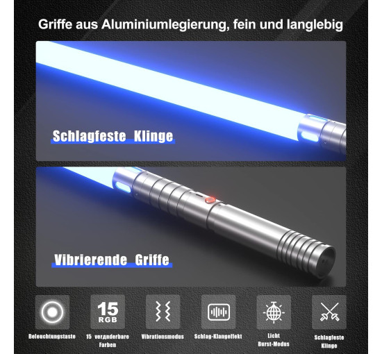 Світловий меч Kiseely з металевими рукоятками, що вібрують (my-21100)