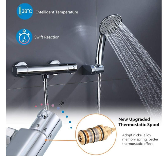 Термостатический смеситель для душа Marketero с одним рычагом, серебристый (my-21012)