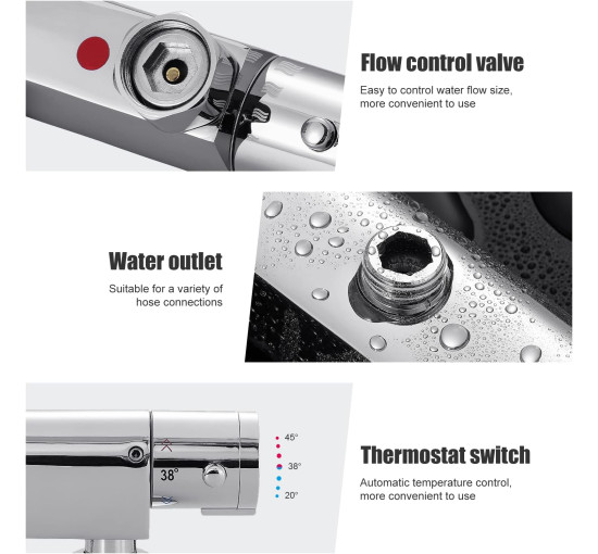 Термостатический смеситель для душа Marketero с одним рычагом, серебристый (my-21012)