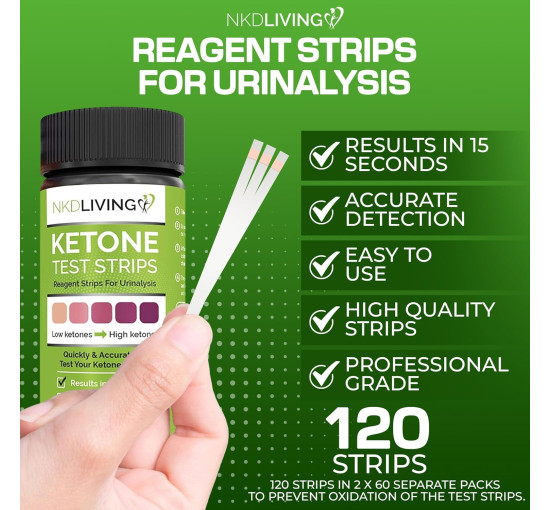 Тест-смужки NKD Living Ketone 120шт. (My-21169)