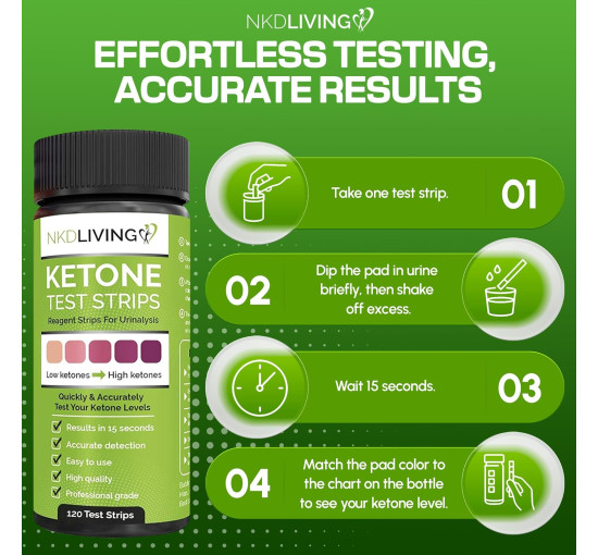 Тест-смужки NKD Living Ketone 120шт. (My-21169)