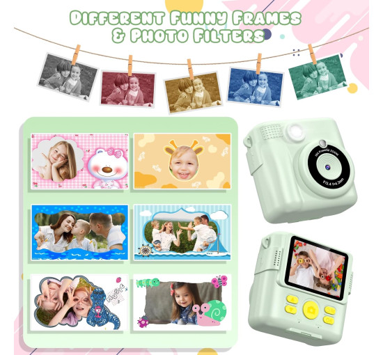 Цифрова камера Gofunly X6 з функцією миттєвого друку 1080P, зелена (my-21004)