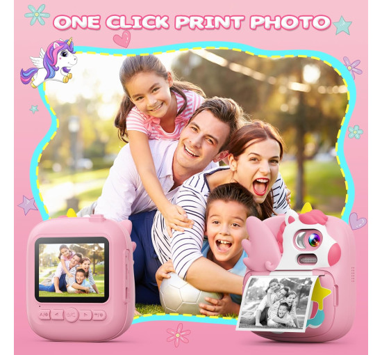 Цифровая камера мгновенной печати CAMCLID ET-6 с экраном 2,4 дюйма, розовый (my-21079)