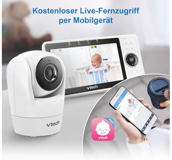 Розумна відеоняня Vtech VM901-1W 5-дюймовий РК-дисплей, камера 1080p, білий (my-21084)