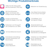 Умная видеоняня Vtech VM901-1W 5-дюймовый ЖК-дисплей, камера 1080p, белый (my-21084)