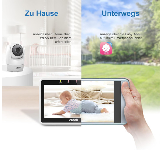 Розумна відеоняня Vtech VM901-1W 5-дюймовий РК-дисплей, камера 1080p, білий (my-21084)