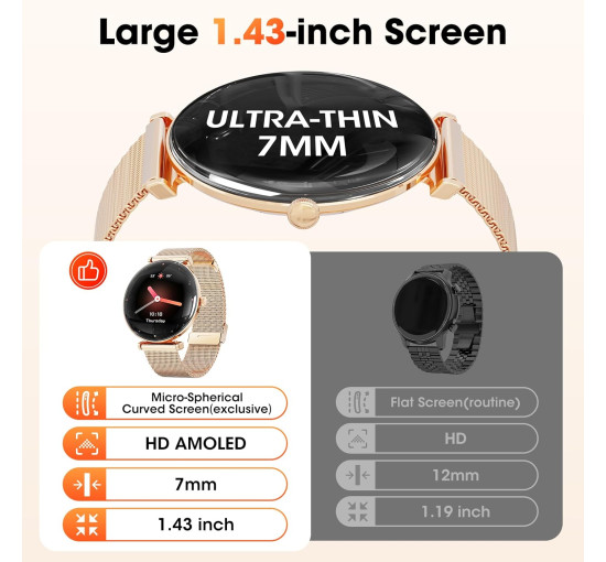 Умные часы Hwagol 1,43-дюймовый экран, золотой (my-21127)
