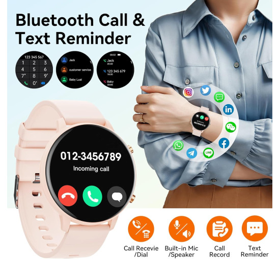 Умные часы Hwagol G25, фитнес-трекер с экраном 1,39 дюйма, розовый (my-21104)