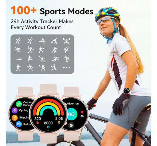 Умные часы Hwagol G25, фитнес-трекер с экраном 1,39 дюйма, розовый (my-21104)