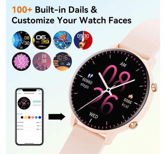 Умные часы Hwagol G25, фитнес-трекер с экраном 1,39 дюйма, розовый (my-21104)