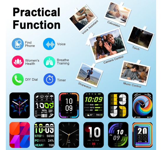 Розумний годинник Soudorv T70-2025 1,91-дюймовий HD-дисплей, синій (my-21105)