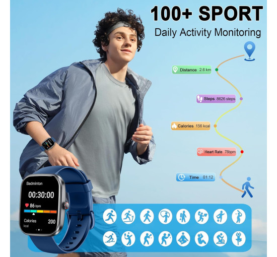 Розумний годинник Soudorv T70-2025 1,91-дюймовий HD-дисплей, синій (my-21105)