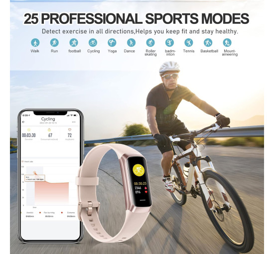 Умные часы Zeacool для подсчета калорий, с 1,10-дюймовым сенсорным AMOLED-экраном, розовый (my-21109)