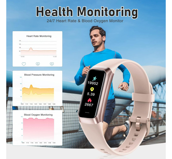 Умные часы Zeacool для подсчета калорий, с 1,10-дюймовым сенсорным AMOLED-экраном, розовый (my-21109)